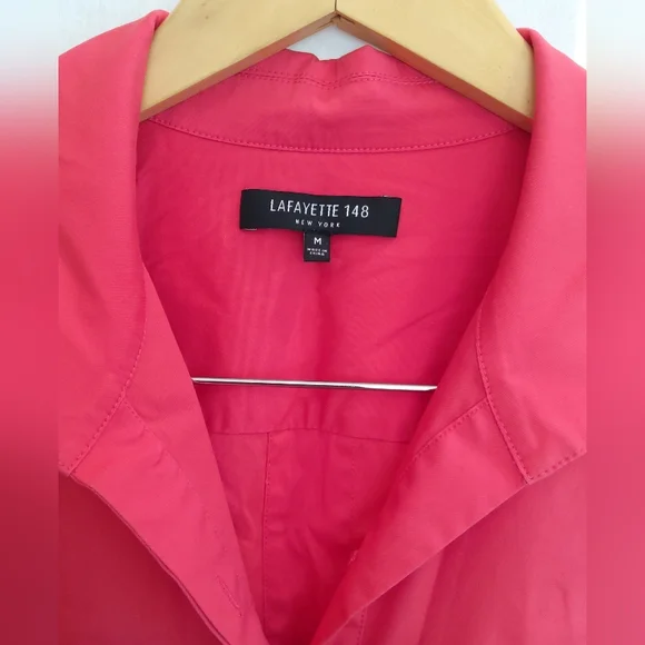 Lafayette 148 New York Hot Pink Button Down Tunic Shirt - Picture 2 of 10